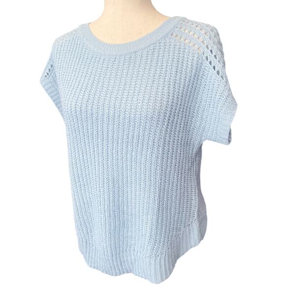 Griege Powder Blue Short Sleeve Knit Capsule Sweater S - Picture 2 of 8